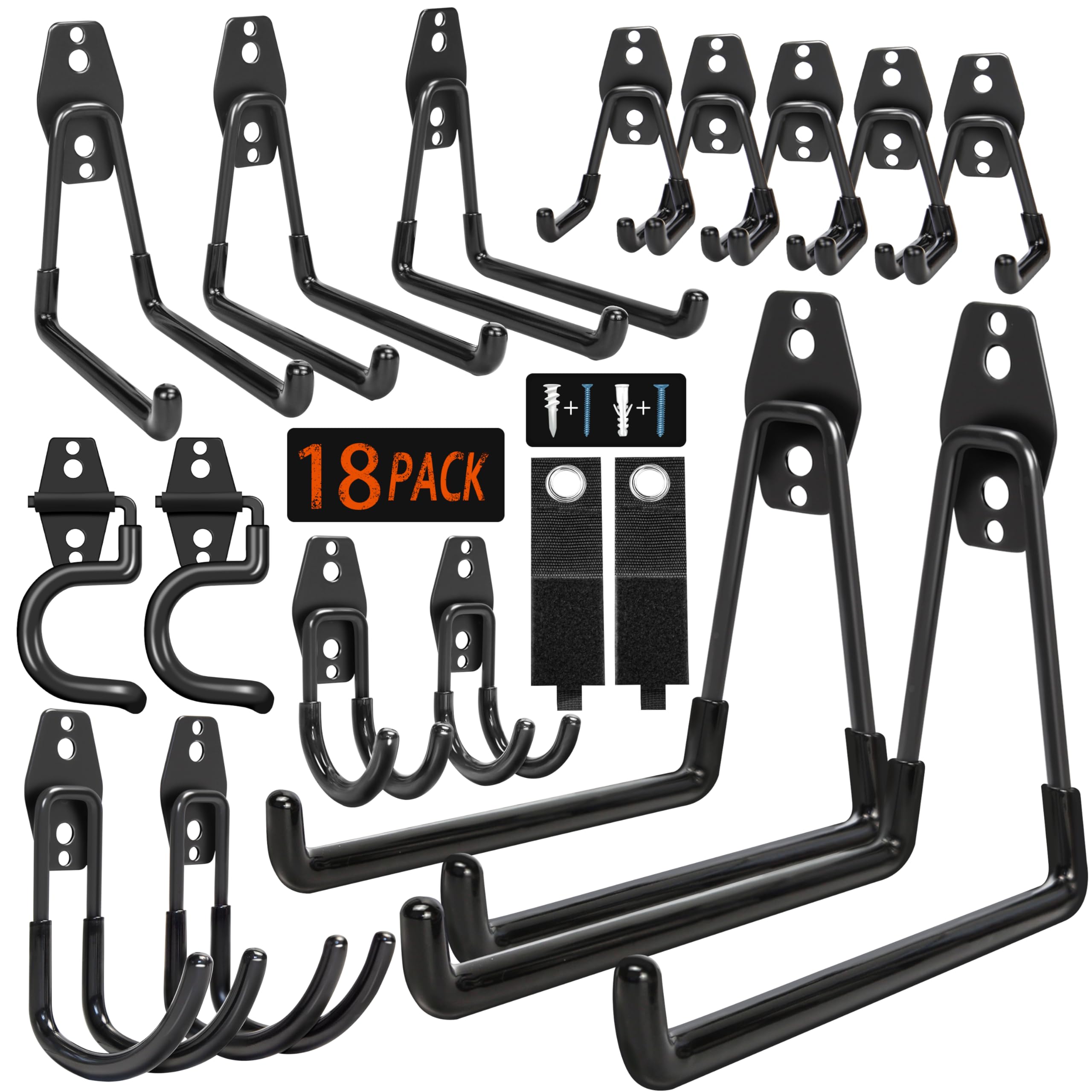 Kodreat 18 Pack Garage Hooks Heavy Duty - Anti-Slip Coating | Garage Storage Hoo