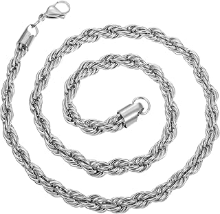 gold plated rope chain necklace for men women stainless steel chain durable and hypoallergenic