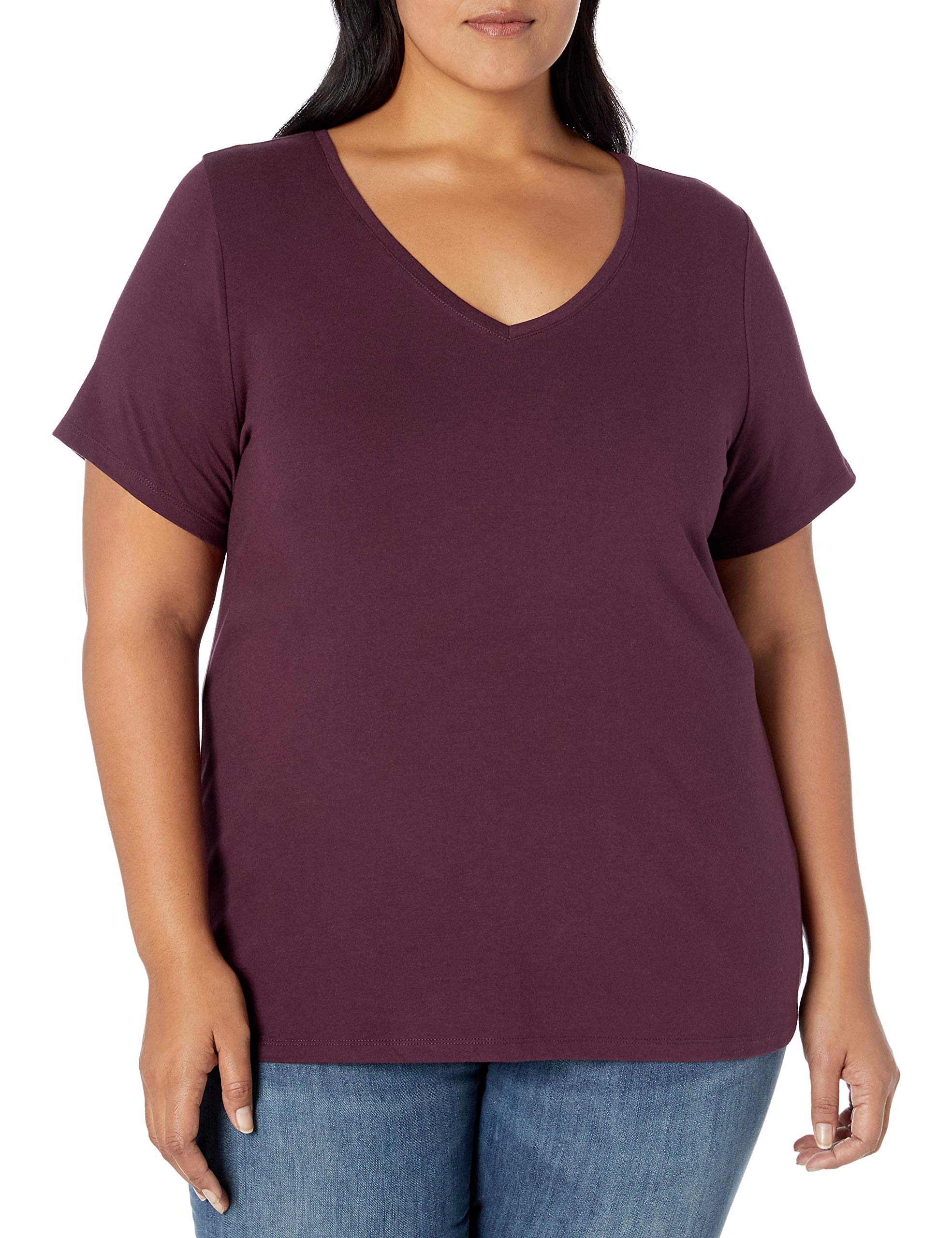 Amazon Essentials Women's Plus Sizes Classic Fit V-Neck T-Shirt with Short Sleev