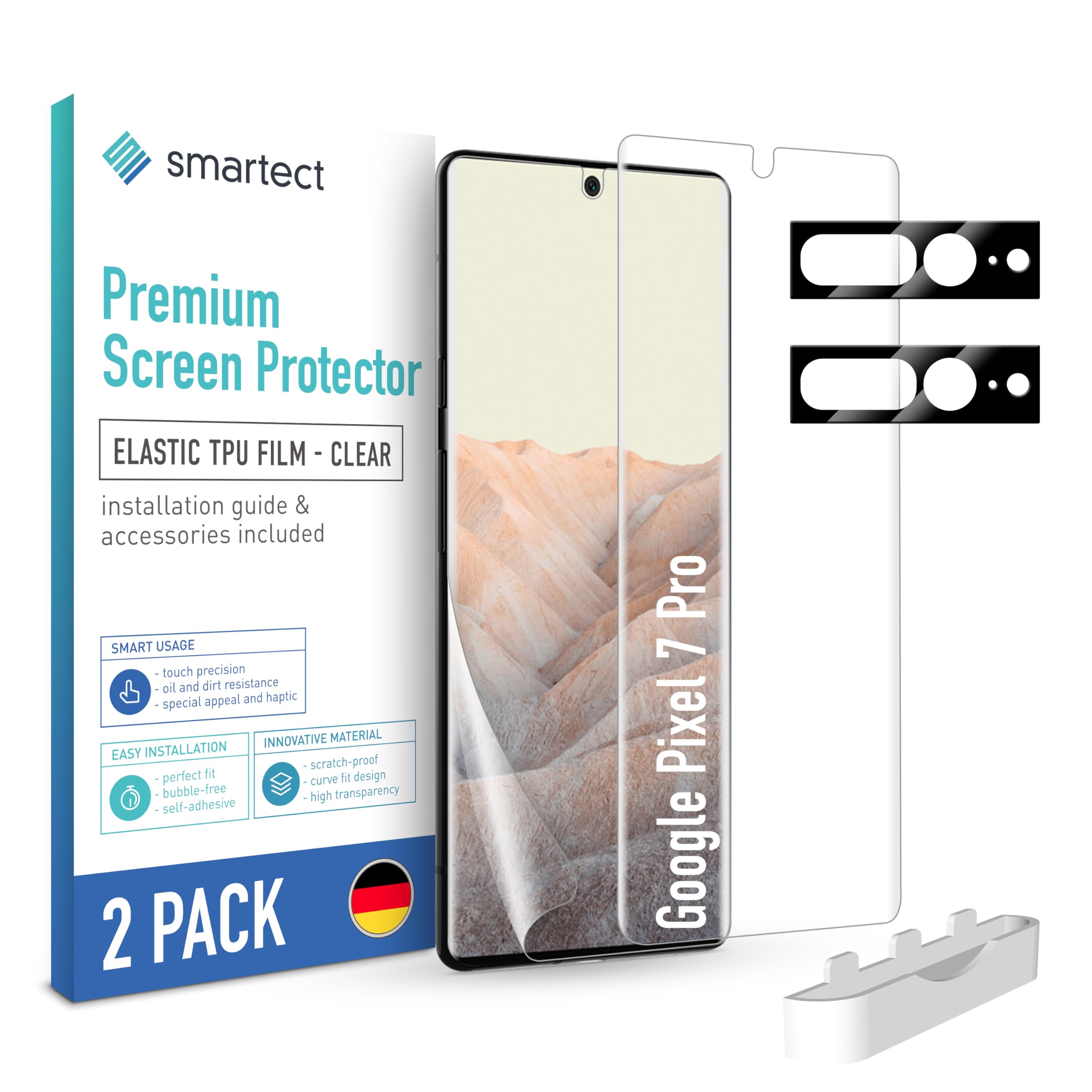 smartect TPU Screen Protector 2 + 2 Pieces for Google Pixel 7 Pro