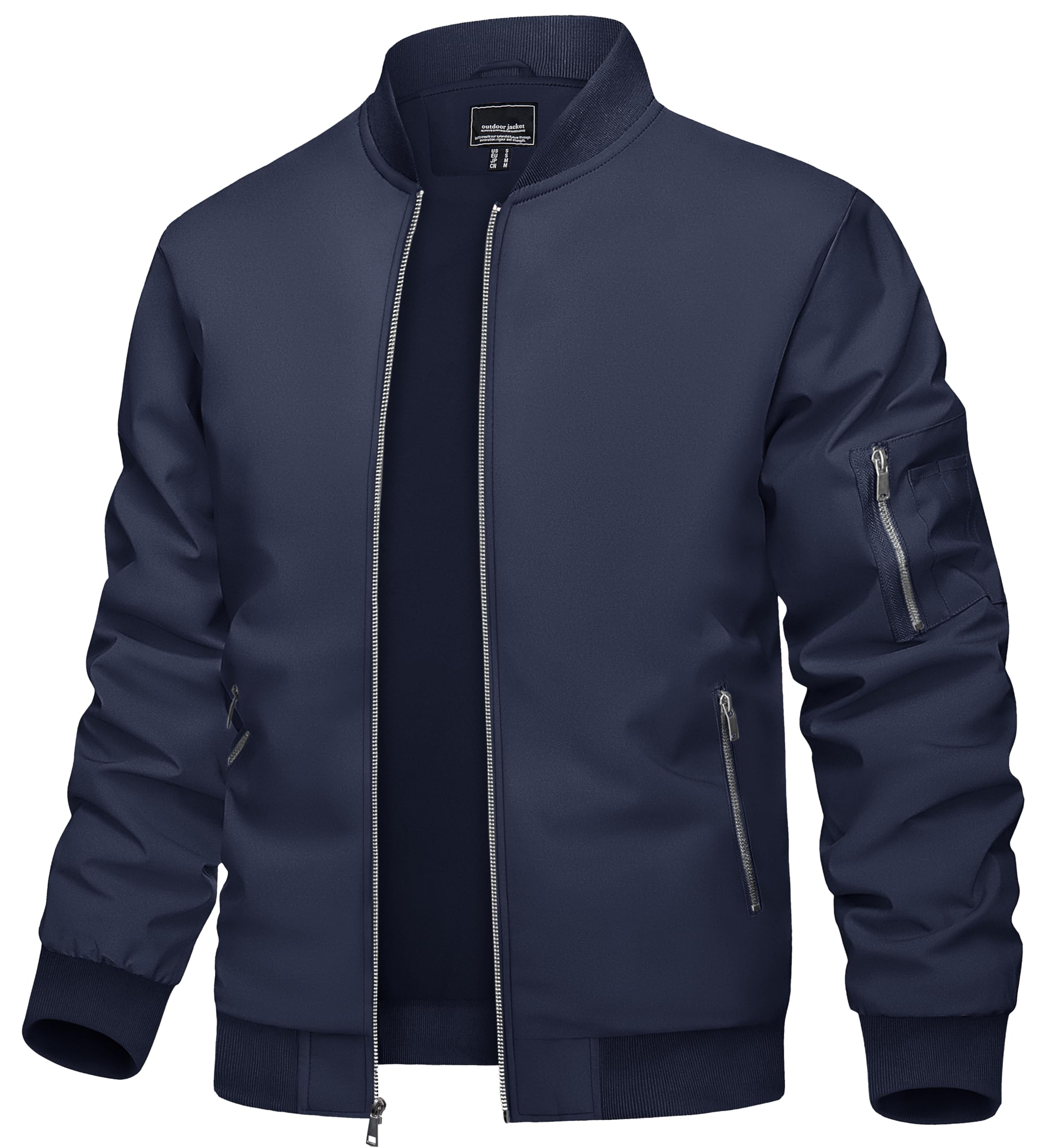 TACVASEN Men's Bomber Jacket Lightweight Casual Spring Fall Windbreaker Zip Up C