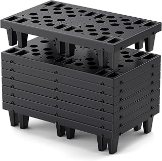 TATBTCT Plastic Pallets 8-Pack Interlocking Floor Risers for Storage | Garage Basement Warehouse plastic pallet for storage, 496 lb Static Load, Ventilated Grid, Nestable platform,19.7×11.8×3.9In