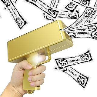 Alagoo Super Money Guns Paper Playing Spary Money Gun Make it Rain Toy Gun, Handheld Cash Gun Fake Bill Dispenser Money Shooter Toy(Metallic Gold)