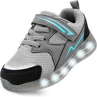 YESKIS Toddler Boys Girls Light Up Shoes LED Flashing Lightweight Mesh Breathable Adorable Running Sneakers for Toddler and Little Kid