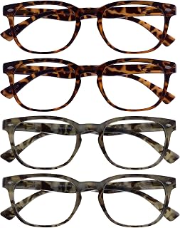 OPULIZE Brown Grey Readers Value 4 Pack Style Gregory Peck Men Women Spring Hinges Rrr14-2T2T77 +3.00-88 g