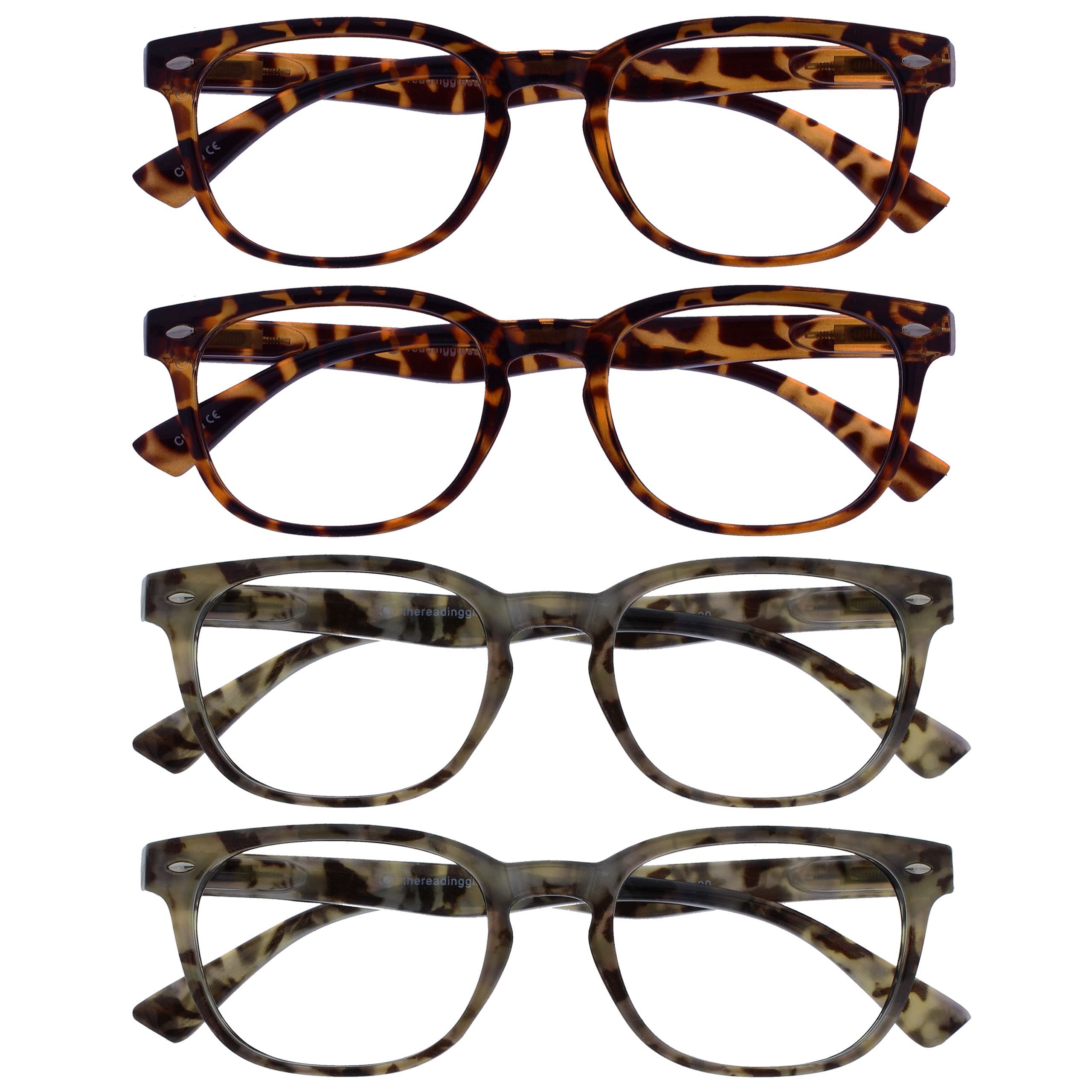 OPULIZE Brown Grey Readers Value 4 Pack Style Gregory Peck Men Women Spring Hing