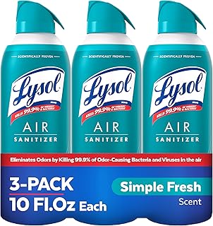 Lysol Air Sanitizer Spray, Air Freshener Alternative, Simple Fresh 3-Pk | Lysol Scented Air Sanitizing Room Spray, Bacterial Odor Eliminator, Home, Office, Classroom, Toilet, & Bathroom Spray, 10 oz
