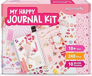 jackinthebox Happy Journal Kit for 8-12 Year Old Girls, Craft Scrapbook Set | Best Tween Birthday Gifts, Teen Journaling Stuff, DIY toys, Ages 8 9 10 11 12 Years Old, Photo Transfer & Coloring Supplies