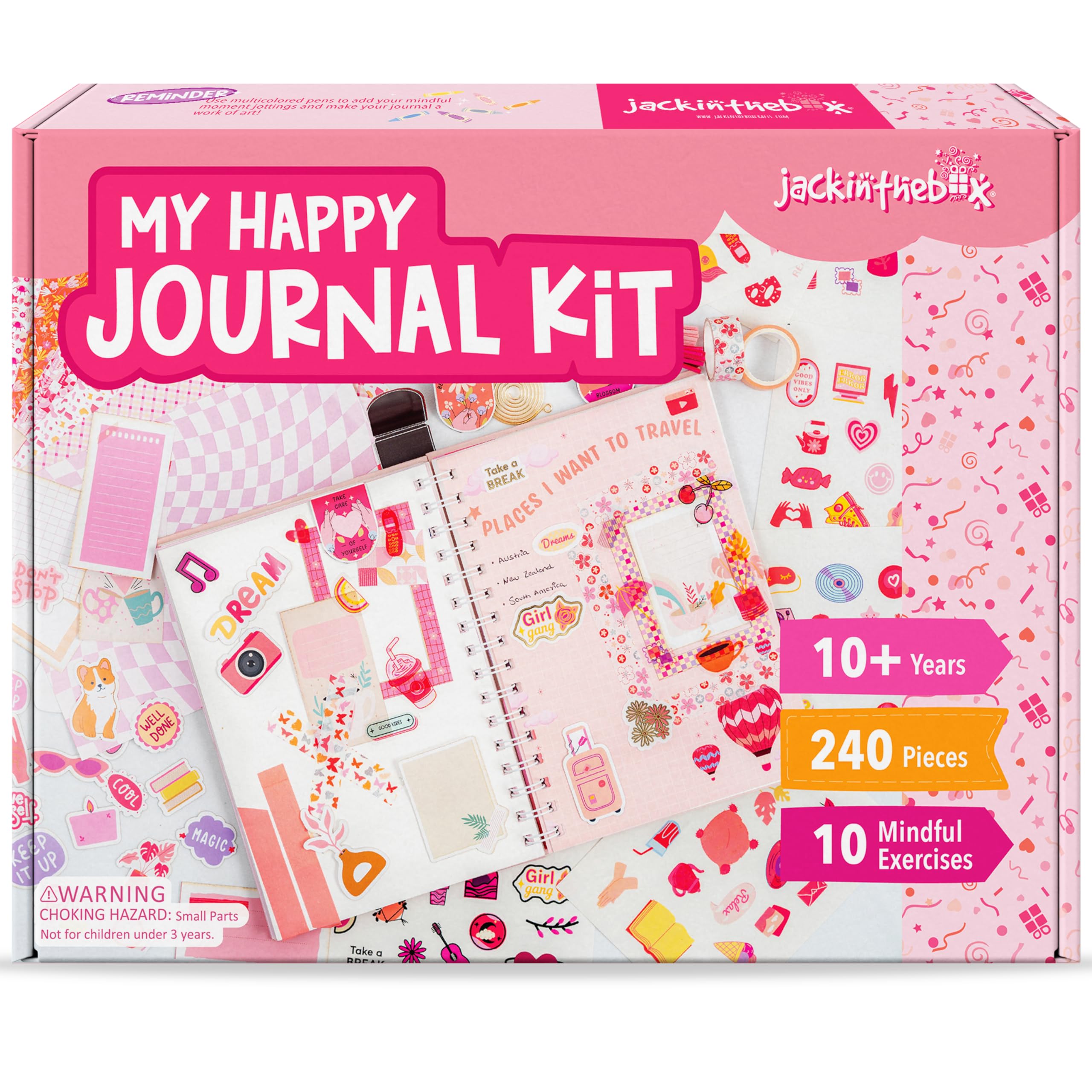 jackinthebox Happy Journal Kit for 8-12 Year Old Girls, Craft Scrapbook Set | Be