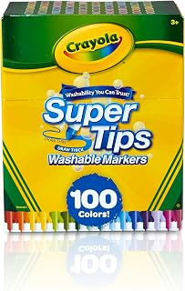 Crayola Super Tips Marker Set (100ct), Fine Point Washable Markers, Teacher Must Haves, Back to School Supplies for Kids &amp; Adults, Art Supplies, Ages 3+