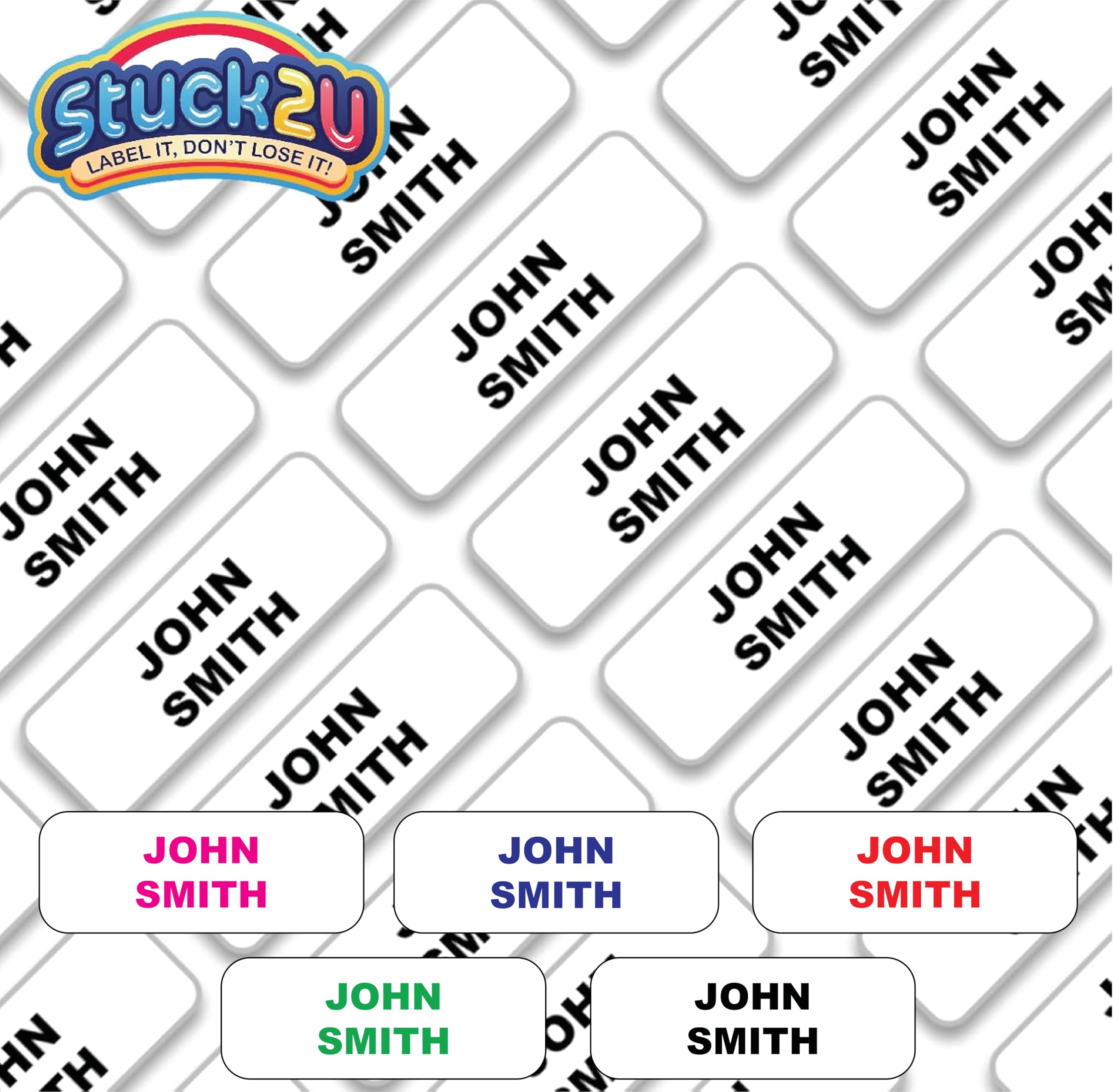 70 Personalised Stick On Name Labels for Clothes Kids, No Iron Just Peel and Sti