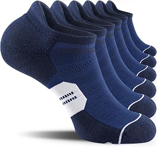 CS CELERSPORT Men's Ankle Running Socks with Cushion, Arch Support Low Cut Athletic Tab Socks for Men Women 6 Pack