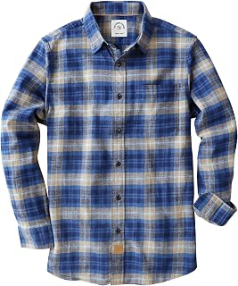 Dubinik® 6 oz Flannel Shirt for Men Cotton Casual Long Sleeve Button Down