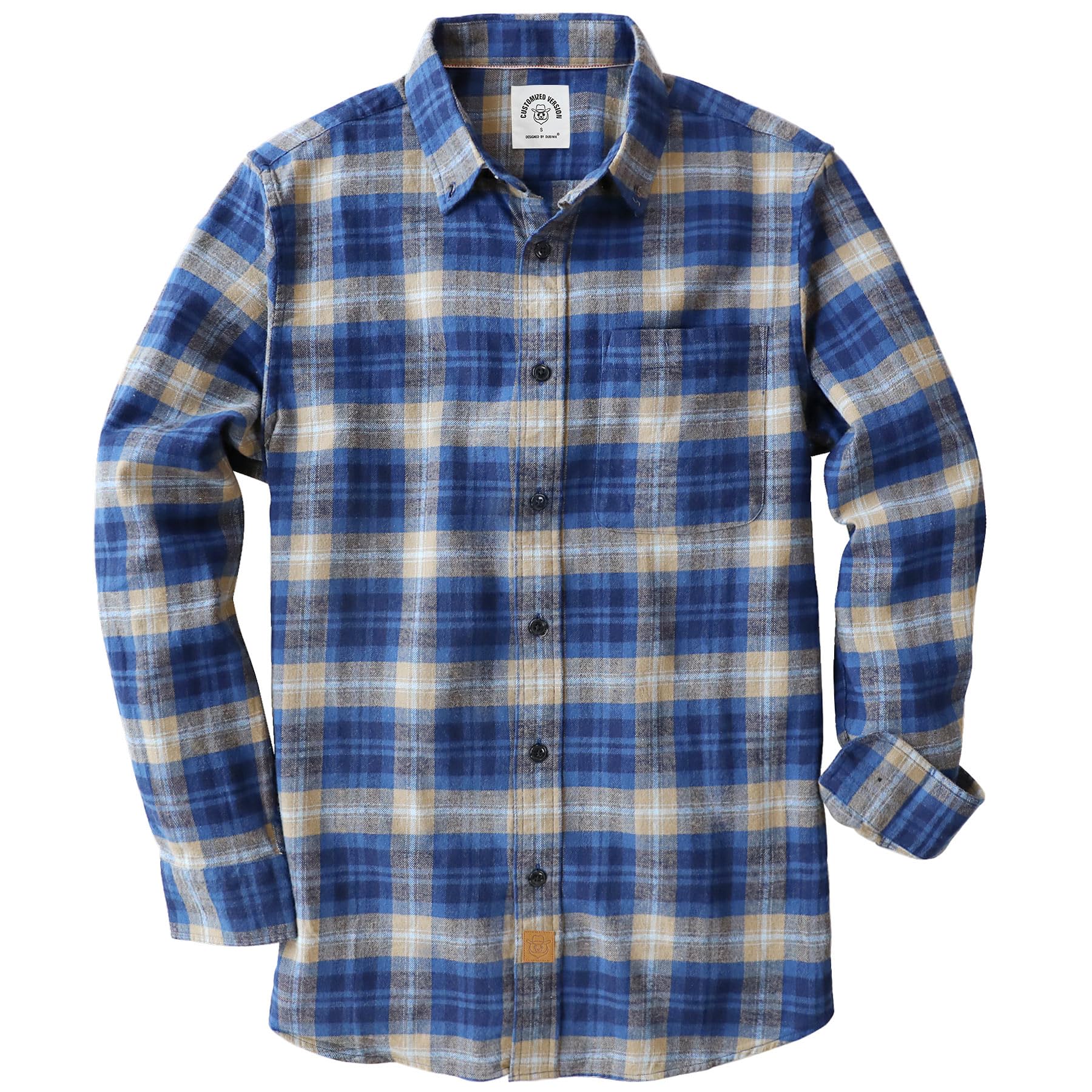Dubinik® 6 oz Flannel Shirt for Men Cotton Casual Long Sleeve Button Down