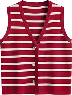 LILLUSORY Women's Vest 2025 Autumn Dresses Striped Sweaters Button Up Shirts Casual Blouses Jacket Clothing Fashion
