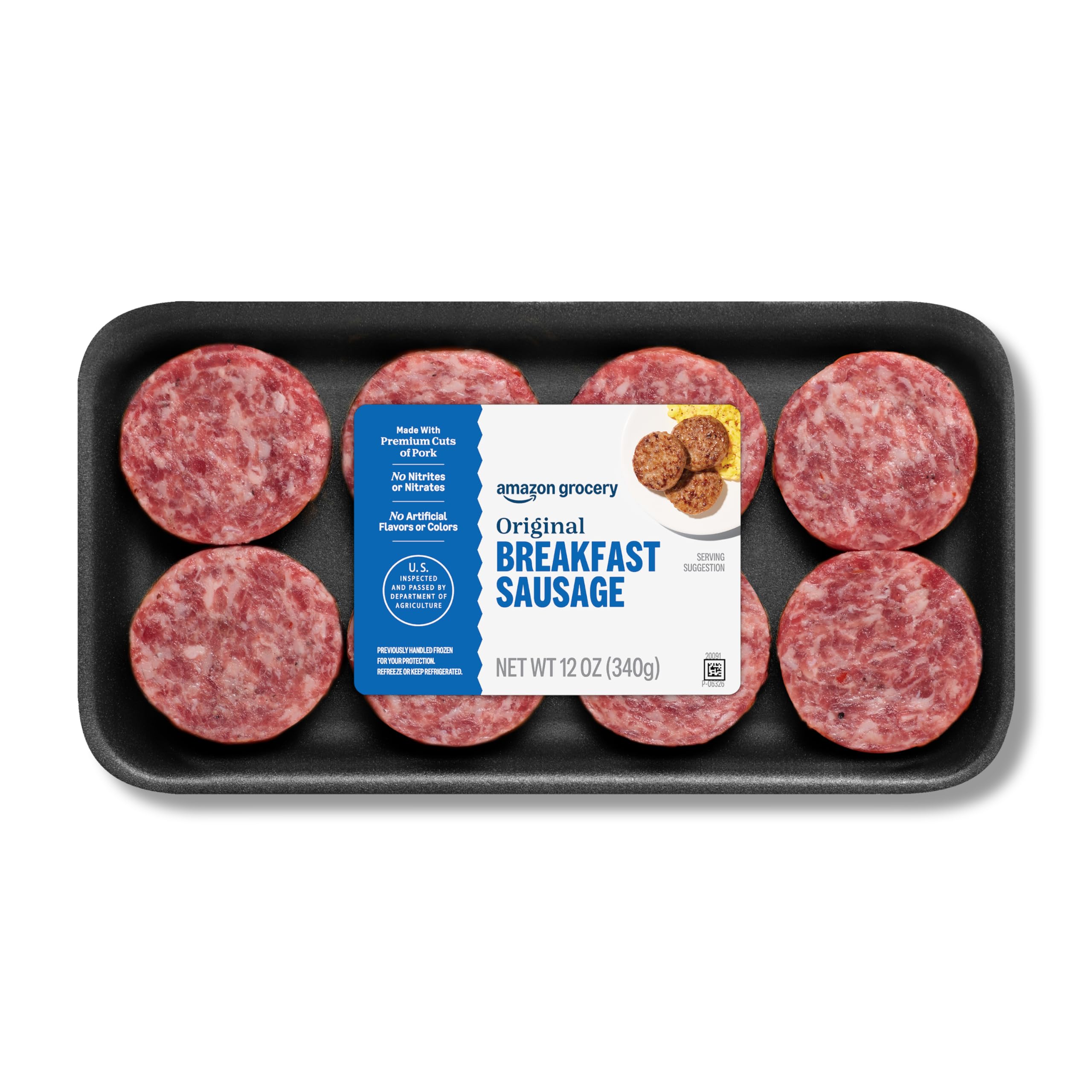 Amazon Grocery, Original Breakfast Sausage Patties, 12 Oz, Frozen
