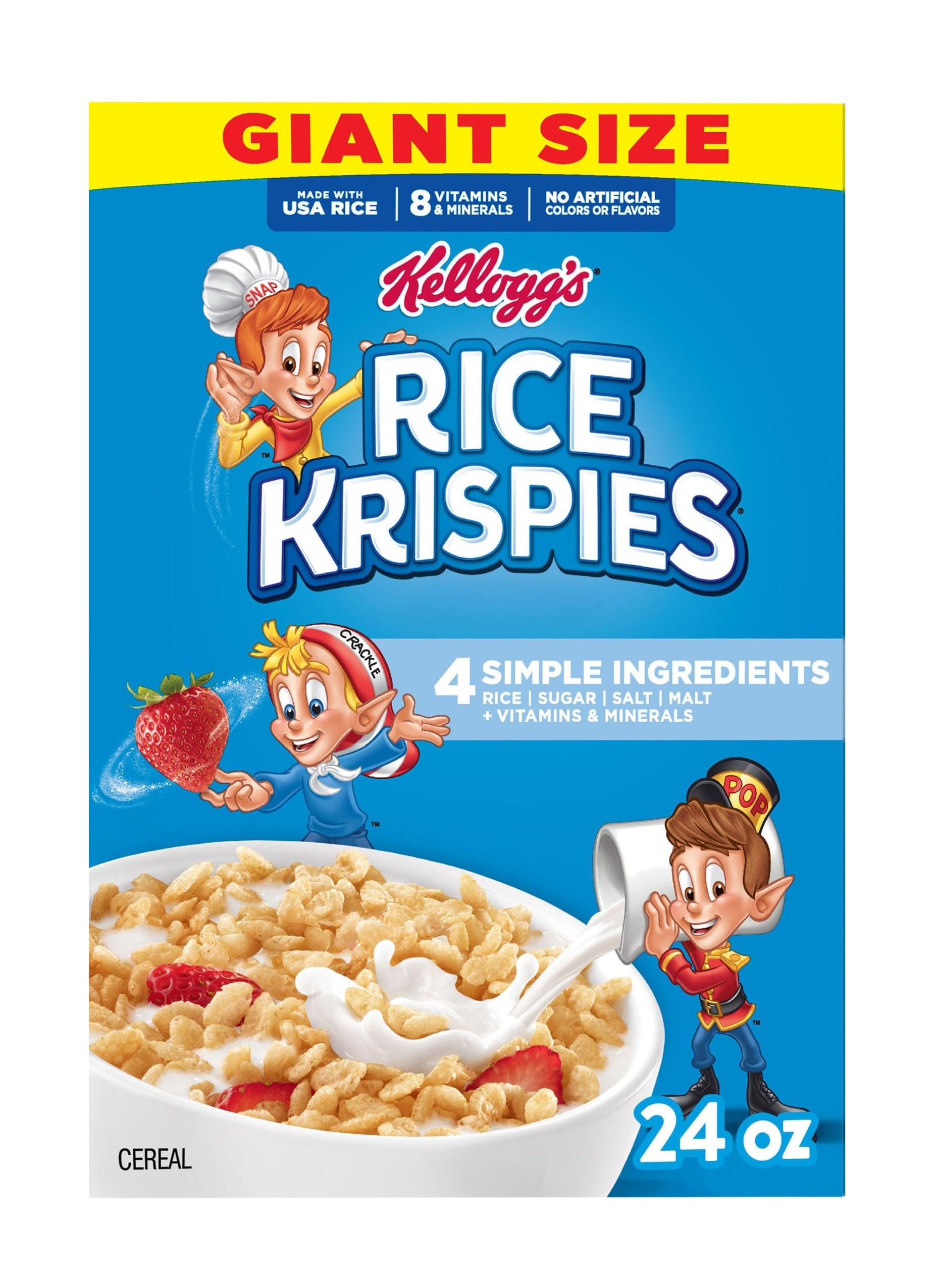 Kellogg's Rice Krispies Cold Breakfast Cereal, 8 Vitamins and Minerals, Rice Kri