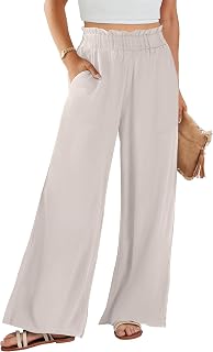 ANRABESS Womens Linen Wide Leg Palazzo Pants Summer Flowy Beach Outfits