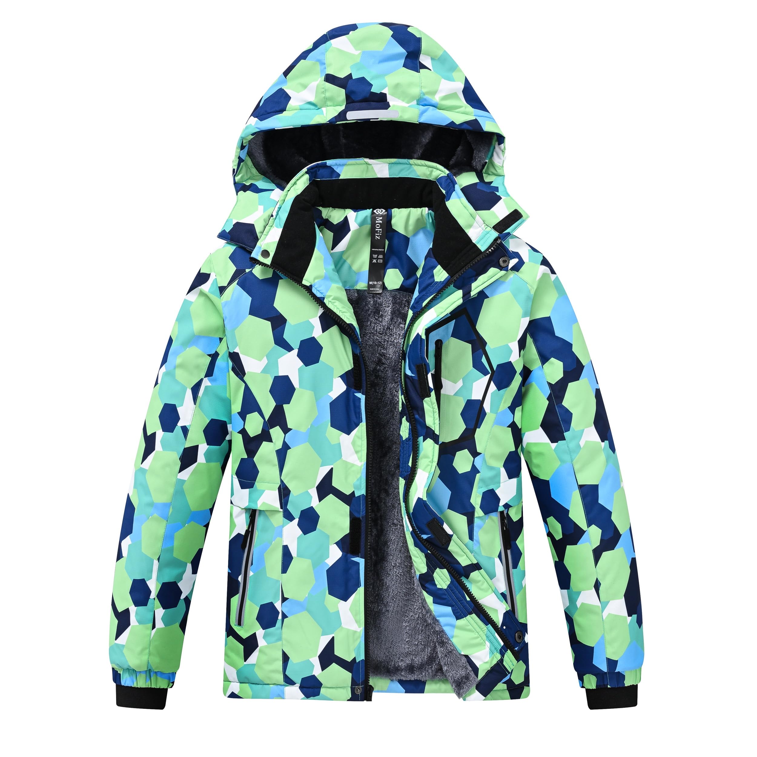 MoFiz Children's Winter Ski Jacket Fleece Warm Snow Waterproof Windproof Jackets