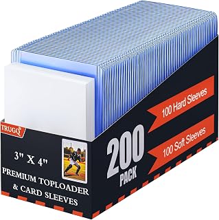 TRUGQ 3"x4" Toploaders Card Protectors,100 Hard Holders + 100 Soft Sleeves | 35PT Standard Size for Baseball, Football & Sports Trading Cards