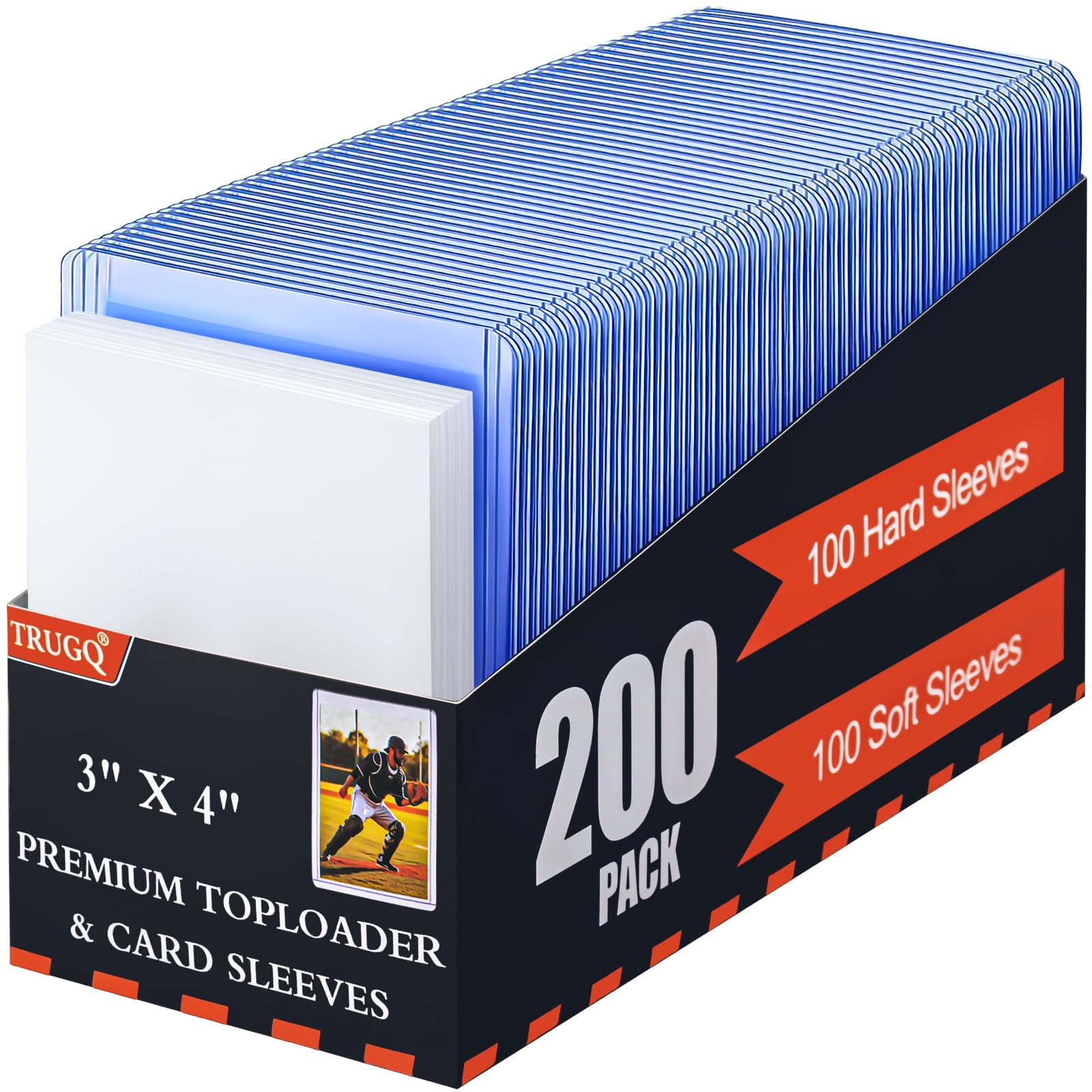 TRUGQ 3"x4" Toploaders Card Protectors,100 Hard Holders + 100 Soft Sleeves | 35P