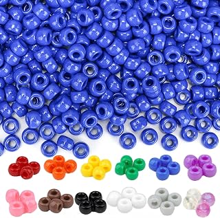 Dowsabel Black Pony Beads Bulk 1200 Pcs 6x9mm | Large Hole Kandi Hair Beads for Braids Bracelets, DIY Friendship Bracelets Necklaces Jewelry Making Crafts and Gifts