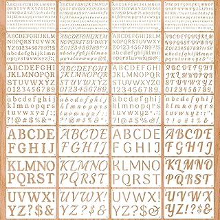 1/3, 1/2, 3/4, 1, 2 Inch Letter Stencils for Painting, 28 Pack Reusable Plastic Alphabet and Number Stencils for Crafts Art Projects