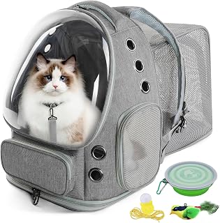 Expandable Cat Carrier Backpack No Tools Required Large Pet Carrier Backpack Suitable for Cats and Dogs Weighing up to 8KG Cat Bag with Inner Safety Hook for Travel Hiking Camping Cat Backpack Carrier