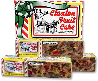 Claxton Fruit Cake – 3-1 Lb. DARK Recipe | Old Fashioned Holiday Fruitcake Packed in our Traditional Claxton Carton | A Holiday Favorite for over 115 years | 3-Pack