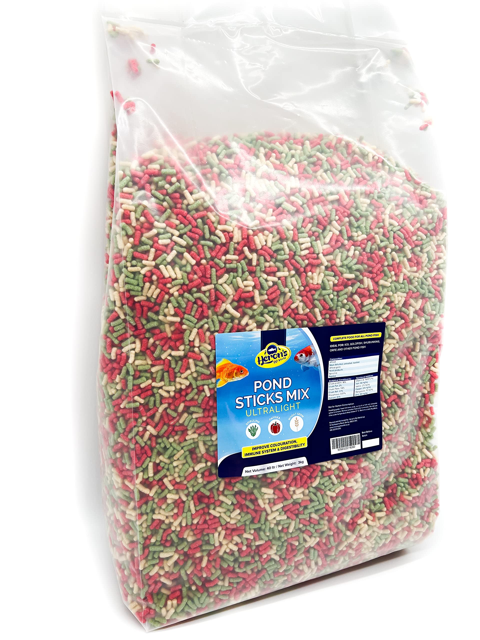 HERONS - Pond Sticks Mix Ultralight 40L - Floating Sticks for Koi, Carp and Cold
