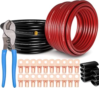 1/0 Gauge Battery Cable 40ft Red/Black CCA Power/Ground Wire W/Cable Cutter