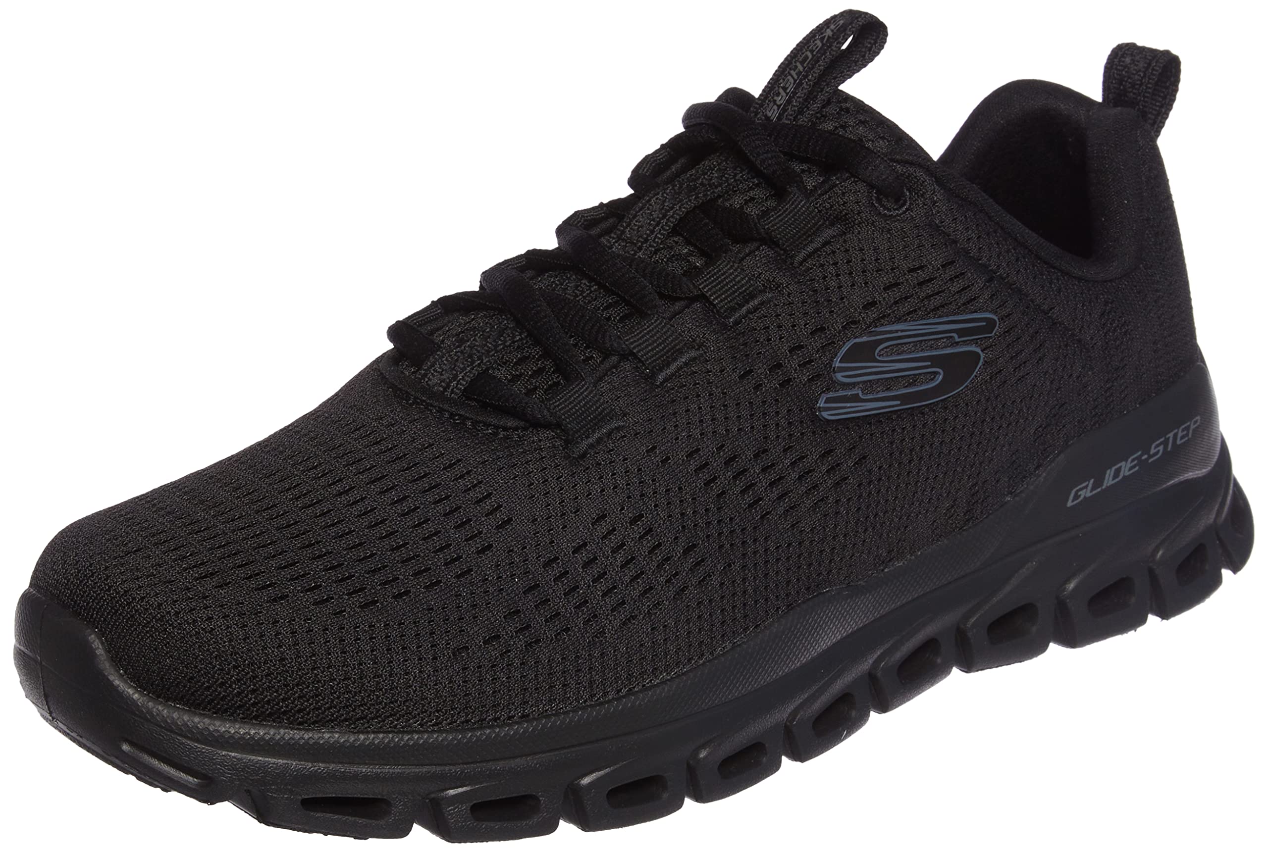 Skechers メンズ Glide Step Fasten Up レースアップスニーカー、ネイビー/ブラック、9.5