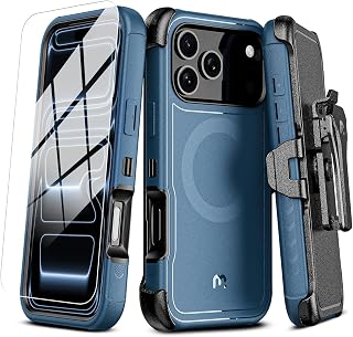 M MYBAT PRO Maverick Series Case for iPhone 17 Pro Max w Belt Clip Holster Blue
