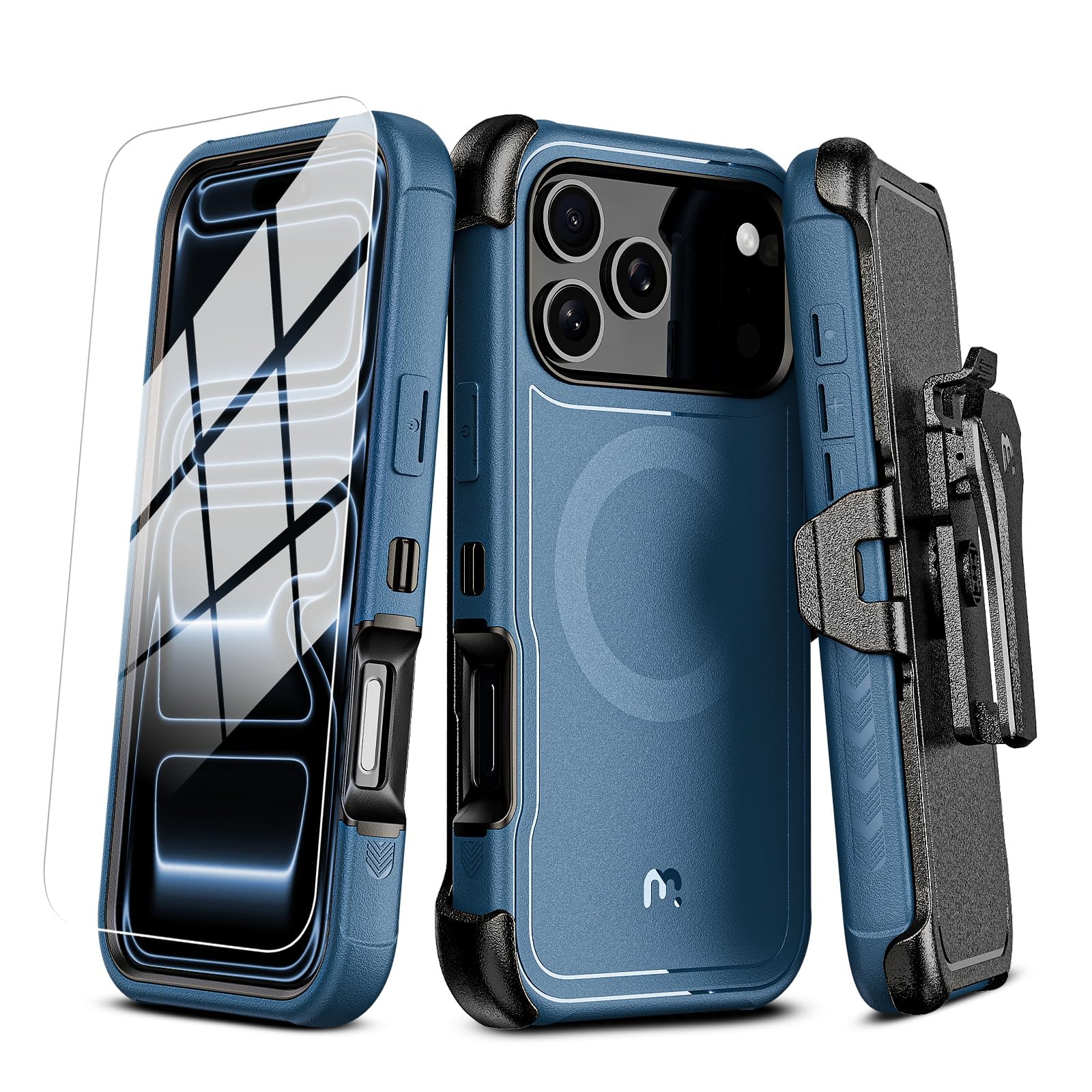 M MYBAT PRO Maverick Series Case for iPhone 17 Pro Max w Belt Clip Holster Blue