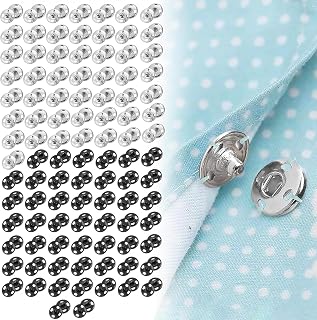 200 Pieces Metal Sewing Buttons - 50 Pairs 10mm Black and Silver Snap Fasteners for Clothing and Sewing Projects