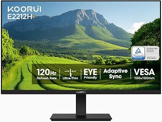 KOORUI 22 Inch Computer Monitor FHD 120Hz VA VESA Low Blue Light, E2212H | Adaptive Sync, 4000:1 Contrast Ratio, Ultra-Slim Display, HDMI 1.4/VGA, Tilt Adjust, Compact for Dorms, Study and Office