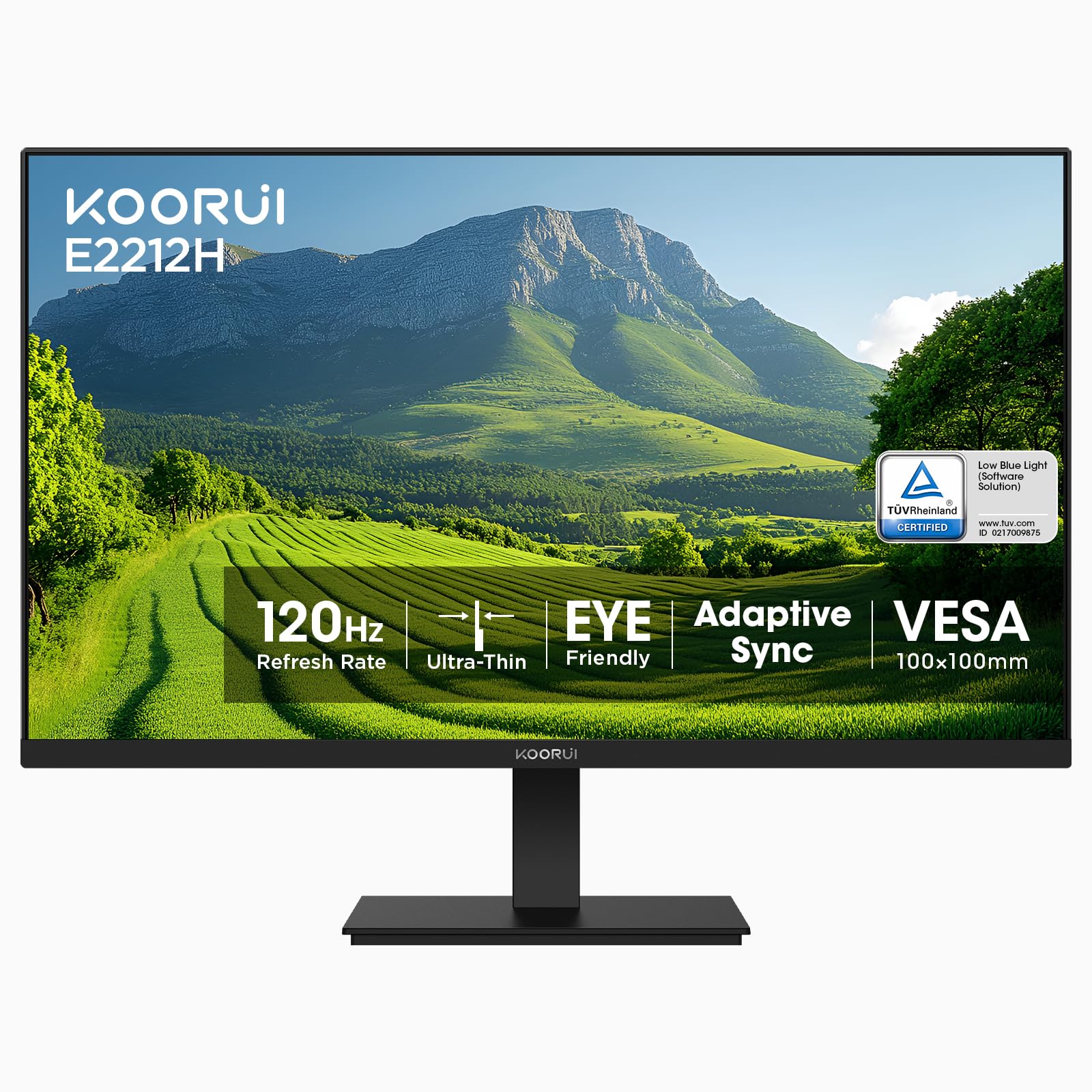 KOORUI 22 Inch Computer Monitor FHD 120Hz VA VESA Low Blue Light, E2212H | Adapt
