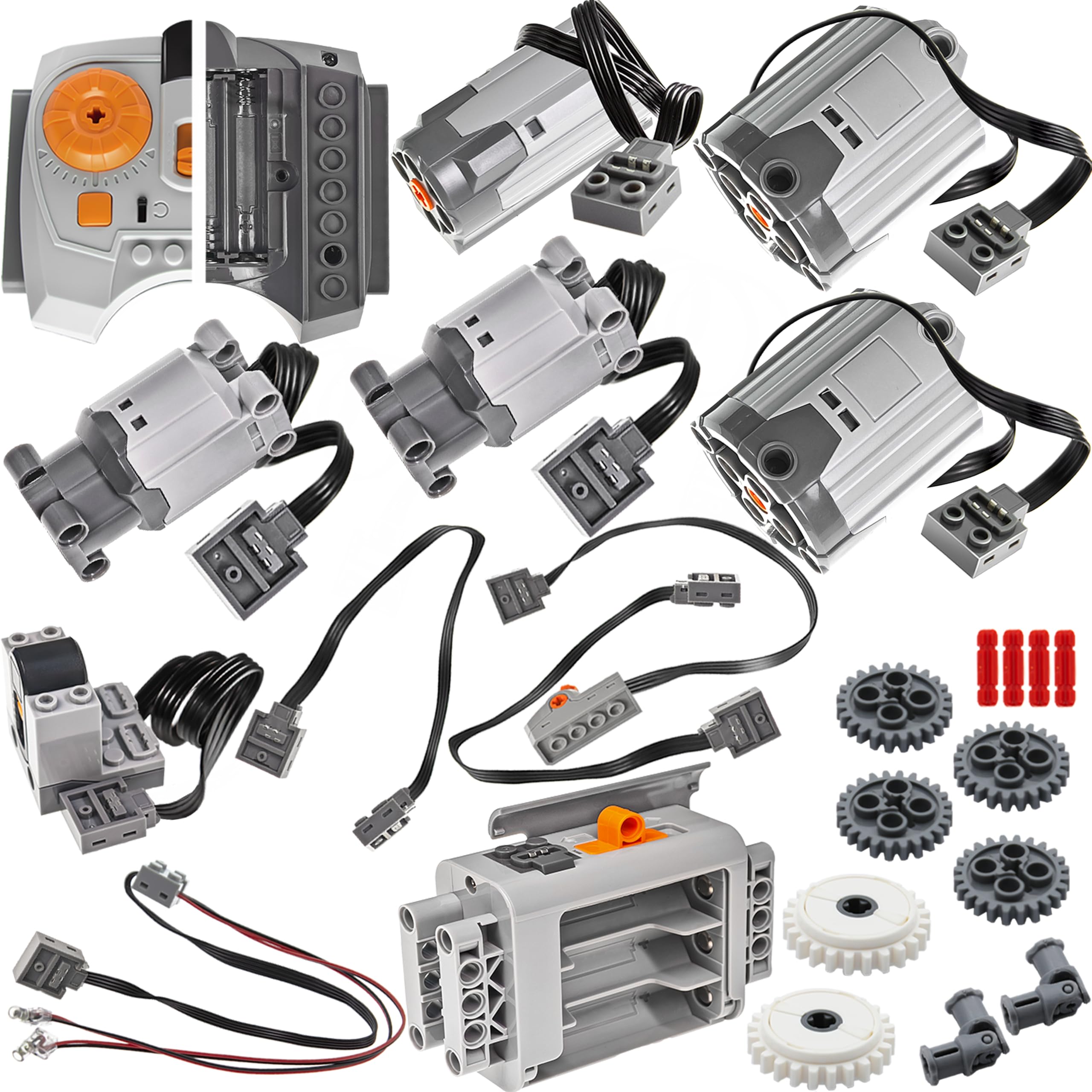 Habow 24Pcs Power-Function Technic-Parts Kit M/L/XL Motor IR Remote Control AA-B