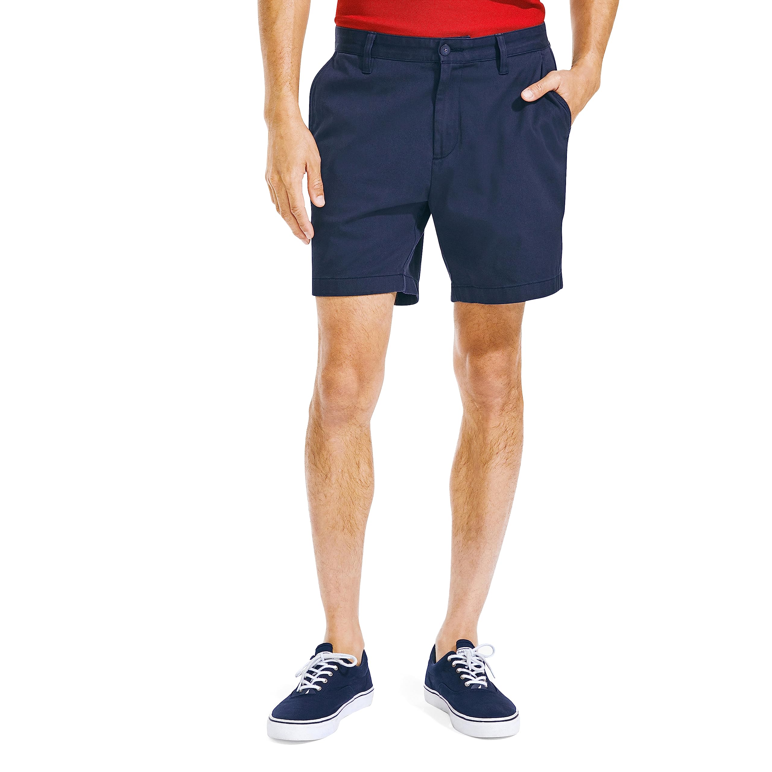 Nautica Mens Standard Cotton Twill Flat Front Stretch Chino Short Short