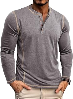 Aulemen Henley Men's Long Sleeve Soft Cotton Shirt