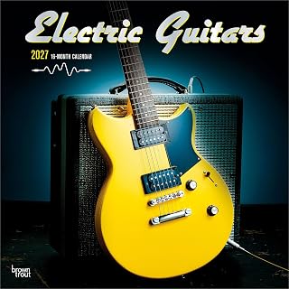 Electric Guitars | 2027 12 x 24 Inch (Hanging) Monthly Square Wall Calendar | Foil Stamped Cover | Plastic-Free | BrownTrout | Instrument Entertainment