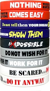 paquet de 12 bracelets de motivation en silicone avec messages inspirants - unisexe taille adulte femme homme adolescents