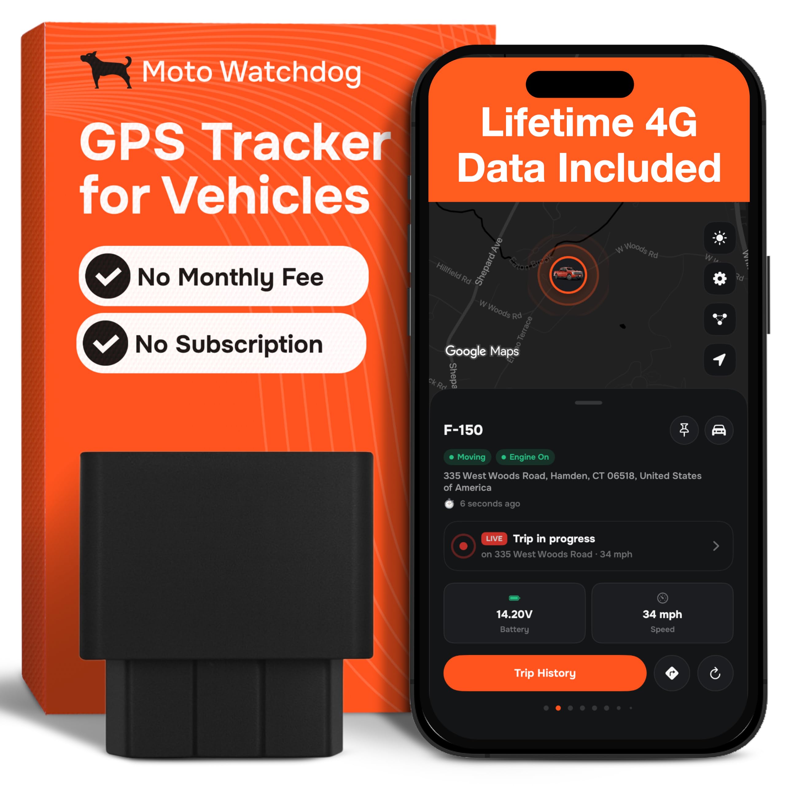 GPS Tracker for Vehicles, No Subscription, No Monthly Fee | Real-Time Location, 