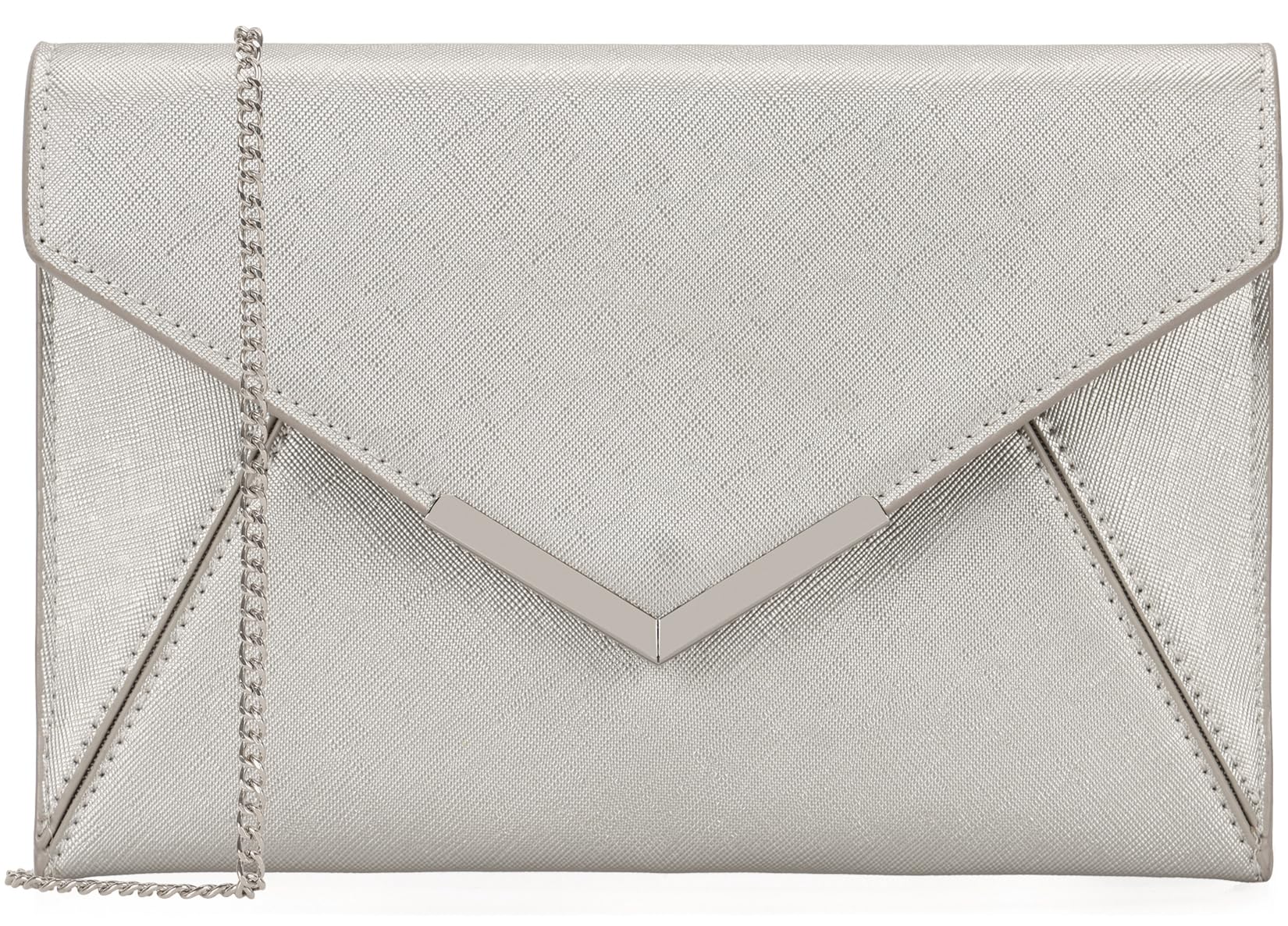 Dexmay Women Envelope Clutch Handbag Medium Saffiano Leather Foldover Clutch Pur