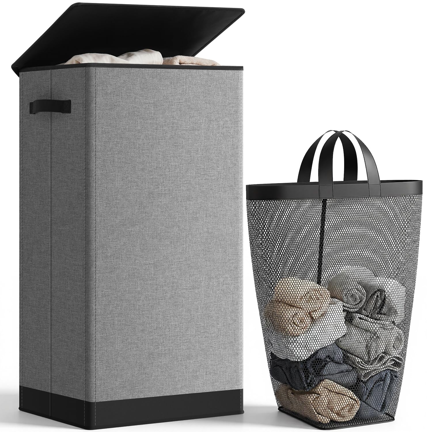 SOLEDI 100L Laundry Basket with Lid Large Laundry Hamper, Clothes Hamper with La