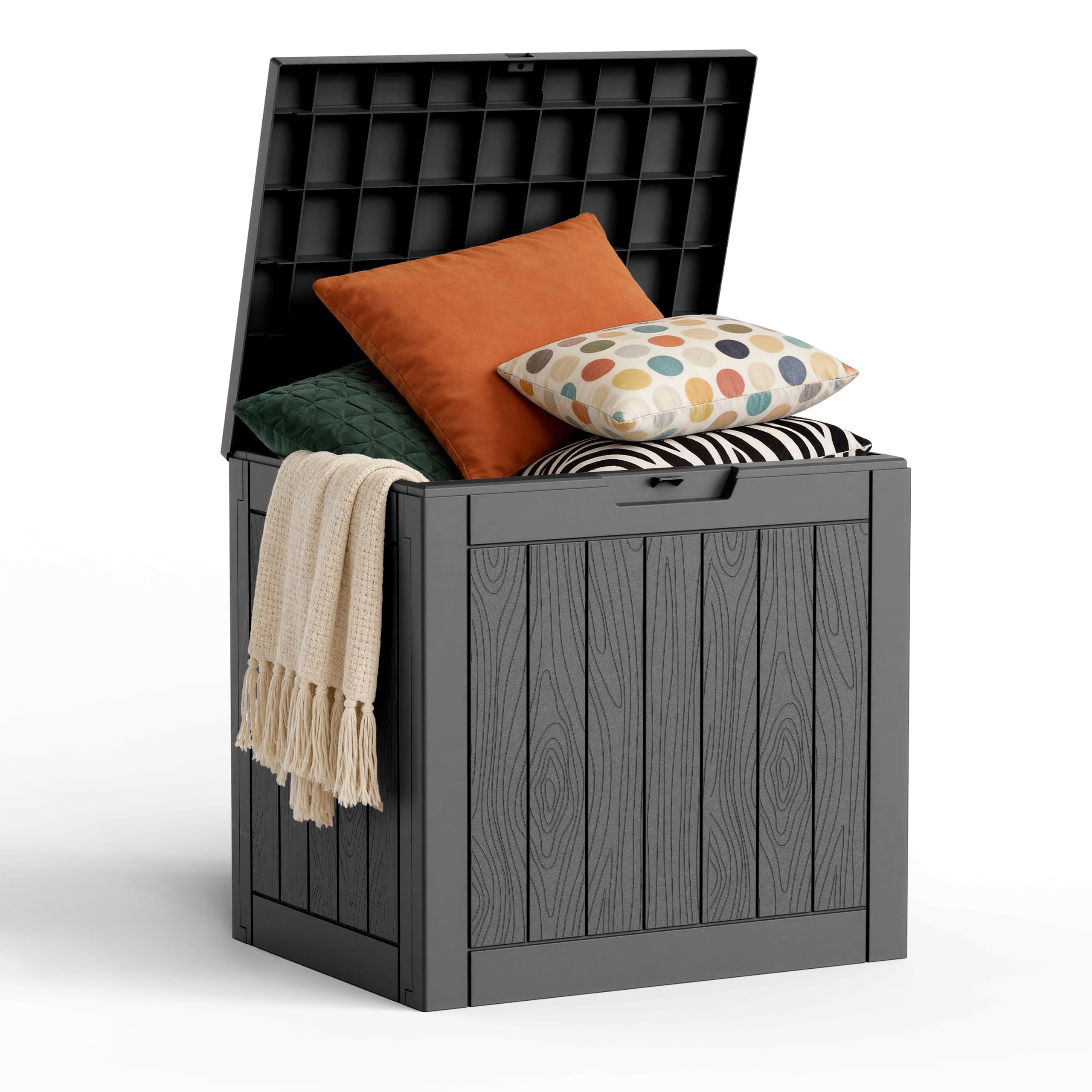 MAIUSCOLI 35 Gallon Outdoor Deck Box Lockable Waterproof Storage Black | Heavy-d