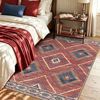BESTSWEETIE 3'x5' Washable Area Rug for Living Room Bedroom Red/Orange