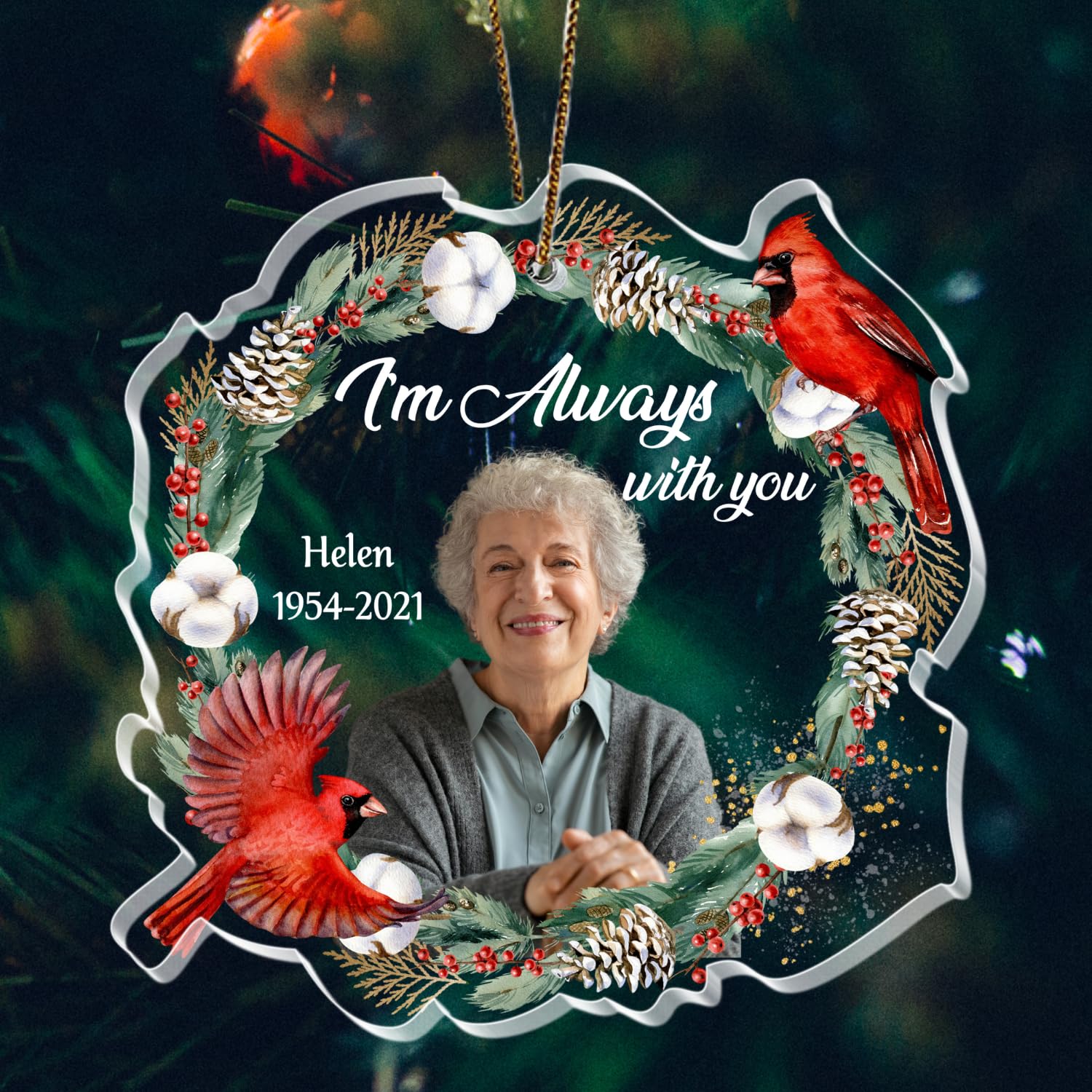 Personalized Photo Memorial Ornament Bereavement Gift for Loss Dad Mom