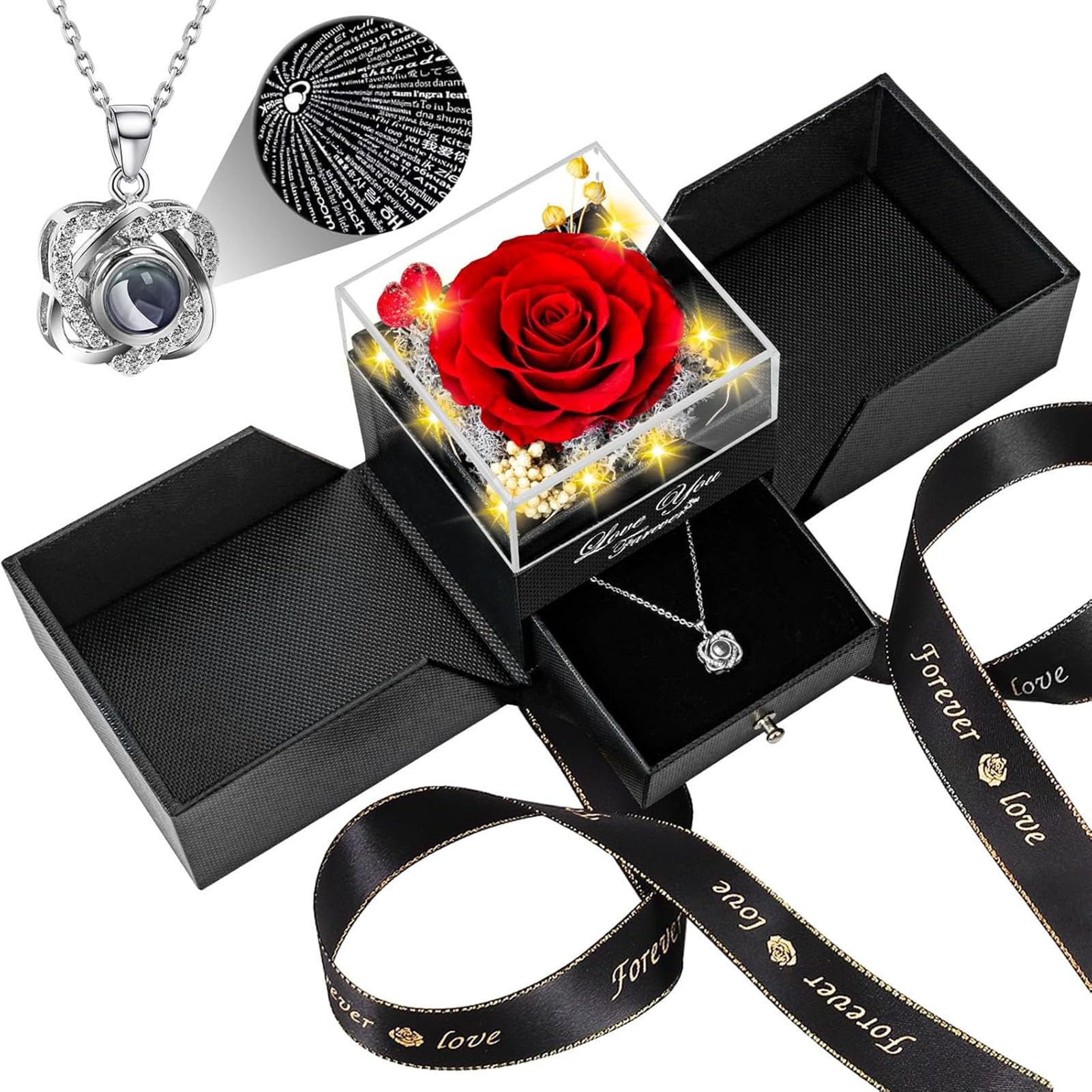 Lebana Preserved Real Red Rose Birthday Gifts for Women Wife Her Mum Girlfriend 