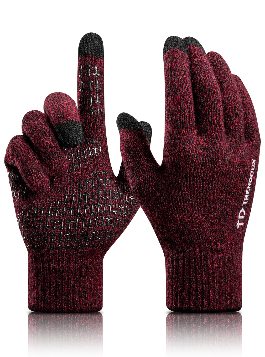 TRENDOUX Men's Women's Winter Gloves - Thermal Warming Touch Screen Skiing Wool 